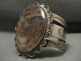 One Of The Biggest Vintage Navajo Agate Native American Jewelry Silver Wave Bracelet-Nativo Arts