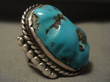 One Of The Biggest Vintage Navajo Persin Turquoise Native American Jewelry Silver Ring Old-Nativo Arts