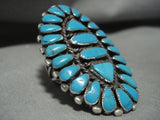 One Of The Biggest Vintage Navajo Turquoise Native American Jewelry Silver Ring Old-Nativo Arts
