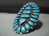 One Of The Biggest Vintage Navajo Turquoise Native American Jewelry Silver Ring Old-Nativo Arts