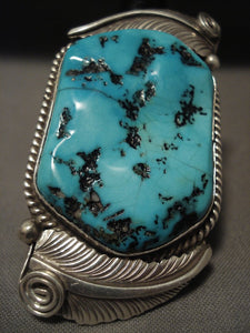 One Of The Biggest Vintage Navajo Turquoise Native American Jewelry Silver Ring Old-Nativo Arts