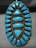 One Of The Biggest Vintage Navajo Turquoise Native American Jewelry Silver Ring Old-Nativo Arts