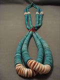 One Of The Biggest Vintage Santo Doming/ Navajo Native American Jewelry jewelry Spider Turquoise Necklace-Nativo Arts