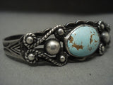One Of The Earliest #8 Turquoise Native American Jewelry Silver Bracelet!-Nativo Arts