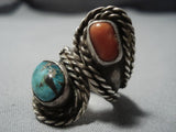 One Of The Earliest Adjustable Vintage Native American Jewelry Navajo Turquoise Sterling Silver Ring-Nativo Arts