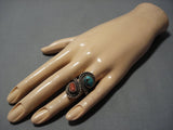 One Of The Earliest Adjustable Vintage Native American Jewelry Navajo Turquoise Sterling Silver Ring-Nativo Arts