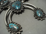 One Of The Finest Ever Vintage Navajo Turquoise Native American Jewelry Silver Squash Blossom Necklace-Nativo Arts