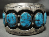 One Of The Finest Ever Yazzie Vintage Navajo Turquoise Shadow Native American Jewelry Silver Bracelet-Nativo Arts