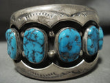 One Of The Finest Ever Yazzie Vintage Navajo Turquoise Shadow Native American Jewelry Silver Bracelet-Nativo Arts