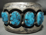 One Of The Finest Ever Yazzie Vintage Navajo Turquoise Shadow Native American Jewelry Silver Bracelet-Nativo Arts