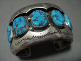 One Of The Finest Ever Yazzie Vintage Navajo Turquoise Shadow Native American Jewelry Silver Bracelet-Nativo Arts