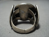 One Of The Finest Vintage Native American Jewelry Navajo #8 Turquoise Sterling Silver Ring Old-Nativo Arts