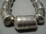 One Of The Finest Vintage Native American Jewelry Navajo Hand Wrought Tubule Sterling Silver Necklace-Nativo Arts
