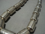 One Of The Finest Vintage Native American Jewelry Navajo Hand Wrought Tubule Sterling Silver Necklace-Nativo Arts