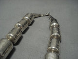 One Of The Finest Vintage Native American Jewelry Navajo Hand Wrought Tubule Sterling Silver Necklace-Nativo Arts