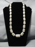 One Of The Finest Vintage Native American Jewelry Navajo Hand Wrought Tubule Sterling Silver Necklace-Nativo Arts