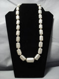 One Of The Finest Vintage Native American Jewelry Navajo Hand Wrought Tubule Sterling Silver Necklace-Nativo Arts