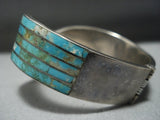 One Of The Finest Vintage Native American Jewelry Navajo Turquoise Sterling Silver Inlay Bracelet-Nativo Arts
