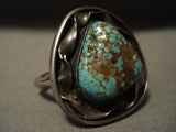 One Of The Finest Vintage Navajo #8 Turquoise Native American Jewelry Silver Ring Old-Nativo Arts