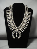 One Of The Finest Vintage Navajo 'All Native American Jewelry Silver' Squash Blossom Necklace Old-Nativo Arts