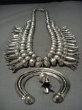 One Of The Finest Vintage Navajo 'All Native American Jewelry Silver' Squash Blossom Necklace Old-Nativo Arts