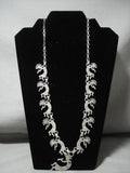 One Of The Finest Vintage Navajo Kokopelli Dancing Native American Jewelry Silver Necklace Old-Nativo Arts