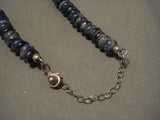 One Of The Finest Vintage Navajo Lapis Native American Jewelry Silver Necklace-Nativo Arts