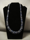 One Of The Finest Vintage Navajo Lapis Native American Jewelry Silver Necklace-Nativo Arts
