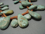 One Of The Finest Vintage Navajo Native American Jewelry jewelry Teardrop Turquoise Sterling Silver Necklace Old-Nativo Arts