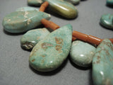 One Of The Finest Vintage Navajo Native American Jewelry jewelry Teardrop Turquoise Sterling Silver Necklace Old-Nativo Arts