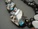 One Of The Finest Vintage Zuni Owl Turquoise Native American Jewelry Silver Squash Blossom Necklace-Nativo Arts
