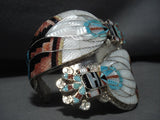 One Of The Finest Zuni Turquoise **dual Kachina** Turquoise Native American Jewelry Silver Bracelet-Nativo Arts