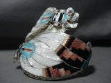 One Of The Finest Zuni Turquoise **dual Kachina** Turquoise Native American Jewelry Silver Bracelet-Nativo Arts