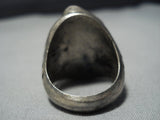 One Of The Heaviest Vintage Native American Jewelry Navajo Old Persin Turquoise Sterling Silver Ring-Nativo Arts