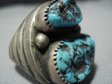 One Of The Heaviest Vintage Native American Jewelry Navajo Old Persin Turquoise Sterling Silver Ring-Nativo Arts
