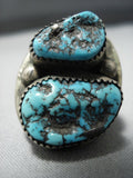 One Of The Heaviest Vintage Native American Jewelry Navajo Old Persin Turquoise Sterling Silver Ring-Nativo Arts