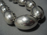 One Of The Heaviest Vintage Native American Jewelry Navajo Sterling Silver Bead Necklace- 209 Grams!!-Nativo Arts