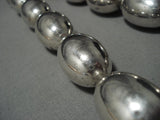 One Of The Heaviest Vintage Native American Jewelry Navajo Sterling Silver Bead Necklace- 209 Grams!!-Nativo Arts