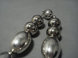 One Of The Heaviest Vintage Native American Jewelry Navajo Sterling Silver Bead Necklace- 209 Grams!!-Nativo Arts