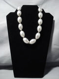 One Of The Heaviest Vintage Native American Jewelry Navajo Sterling Silver Bead Necklace- 209 Grams!!-Nativo Arts