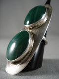 One Of The Largest 'Domed Malachite' Native American Jewelry Silver Ring-Nativo Arts