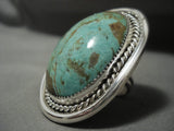 One Of The Largest Ever Navajo Roystonturquoise Native American Jewelry Silver Ring-Nativo Arts