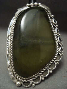 One Of The Largest Ever Navajo Tso Family Jade Native American Jewelry Silver Ring-Nativo Arts