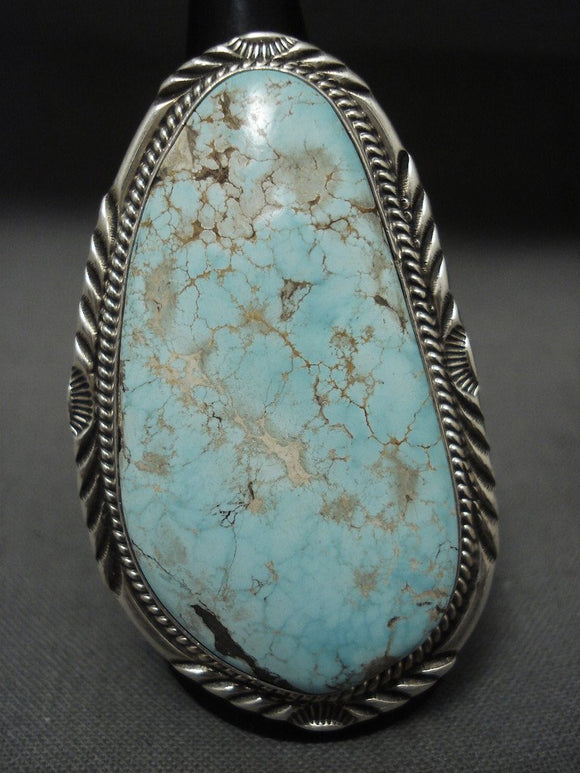 One Of The Largest Ever Vintage Navajo Dry Creek Turquoise Native American Jewelry Silver Ring-Nativo Arts