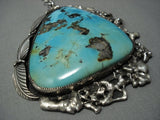 One Of The Largest Ever Vintage Navajo Native American Jewelry jewelry Turquoise Sterling Silver Necklace-Nativo Arts