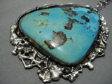 One Of The Largest Ever Vintage Navajo Native American Jewelry jewelry Turquoise Sterling Silver Necklace-Nativo Arts