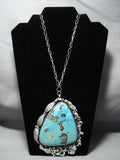 One Of The Largest Ever Vintage Navajo Native American Jewelry jewelry Turquoise Sterling Silver Necklace-Nativo Arts