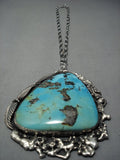 One Of The Largest Ever Vintage Navajo Native American Jewelry jewelry Turquoise Sterling Silver Necklace-Nativo Arts