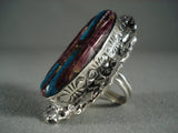 One Of The Largest Navajo Purple Spiny Oyster Turquoise Native American Jewelry Silver Ring-Nativo Arts