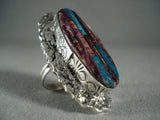 One Of The Largest Navajo Purple Spiny Oyster Turquoise Native American Jewelry Silver Ring-Nativo Arts